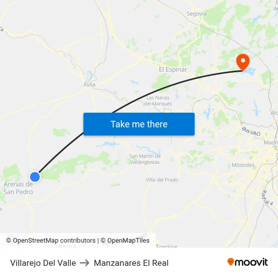 Villarejo Del Valle to Manzanares El Real map