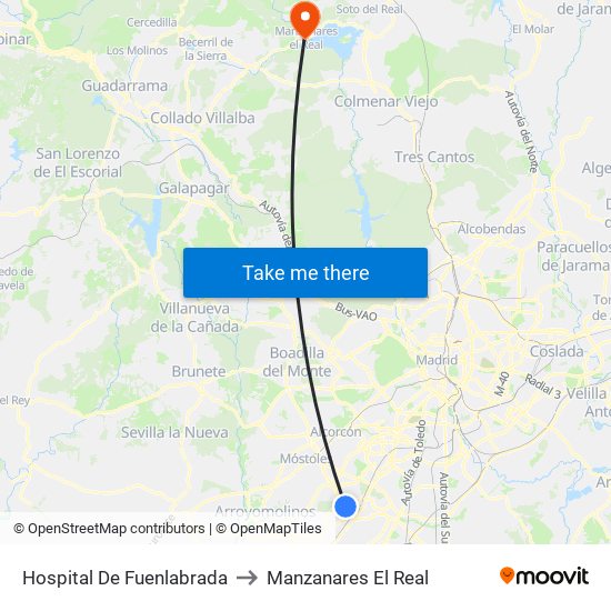Hospital De Fuenlabrada to Manzanares El Real map