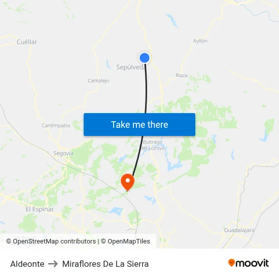 Aldeonte to Miraflores De La Sierra map