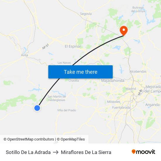 Sotillo De La Adrada to Miraflores De La Sierra map