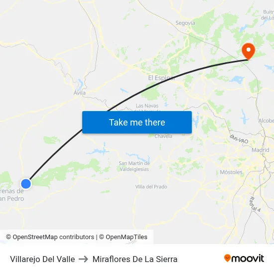 Villarejo Del Valle to Miraflores De La Sierra map