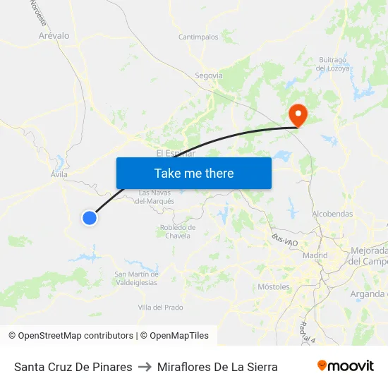 Santa Cruz De Pinares to Miraflores De La Sierra map