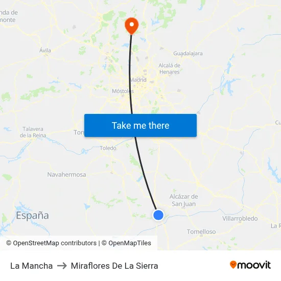 La Mancha to Miraflores De La Sierra map