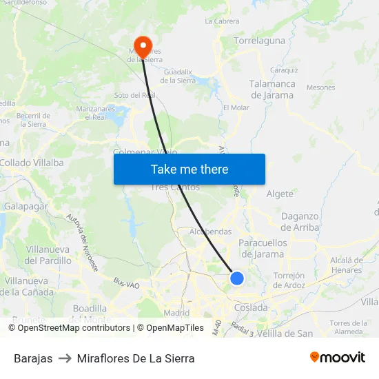 Barajas to Miraflores De La Sierra map