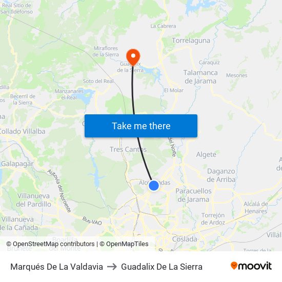 Marqués De La Valdavia to Guadalix De La Sierra map