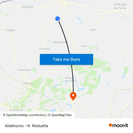 Aldehorno to Redueña map