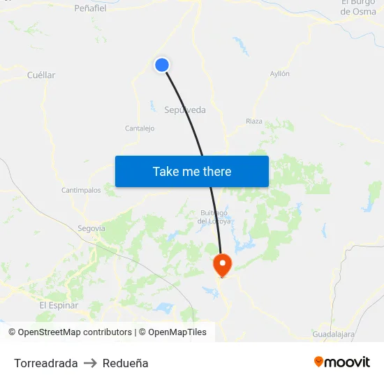 Torreadrada to Redueña map