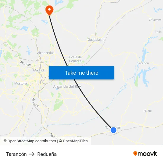 Tarancón to Redueña map