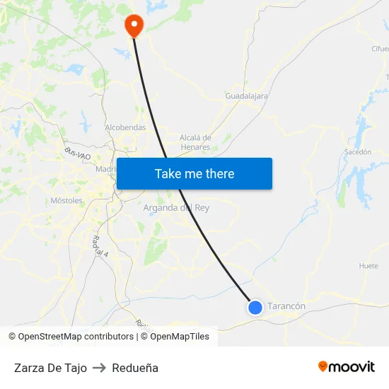 Zarza De Tajo to Redueña map
