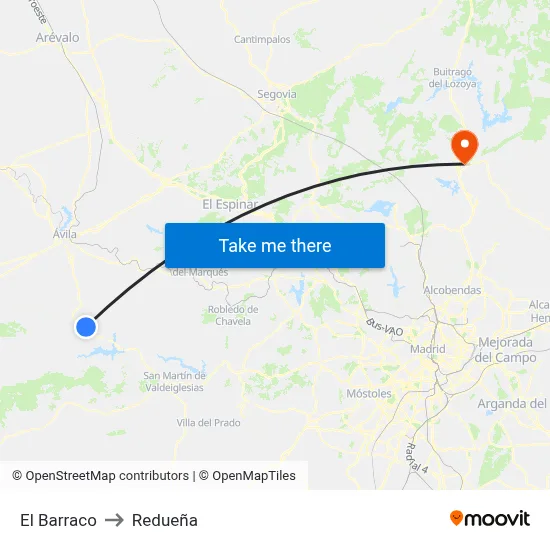 El Barraco to Redueña map