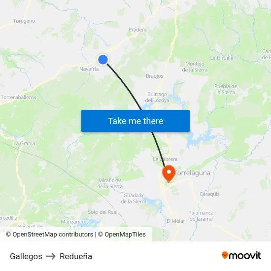 Gallegos to Redueña map