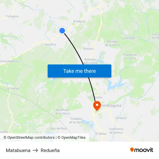 Matabuena to Redueña map
