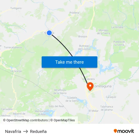 Navafría to Redueña map