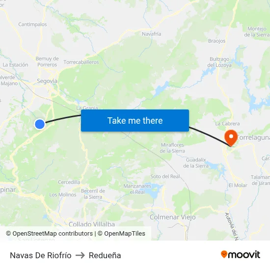 Navas De Riofrío to Redueña map
