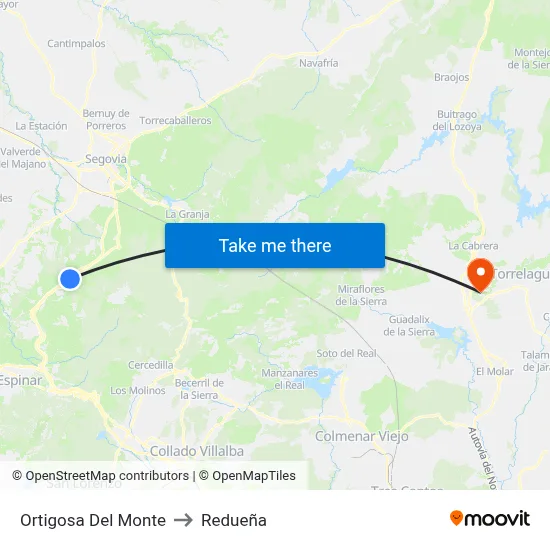 Ortigosa Del Monte to Redueña map