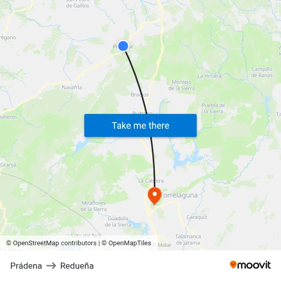 Prádena to Redueña map