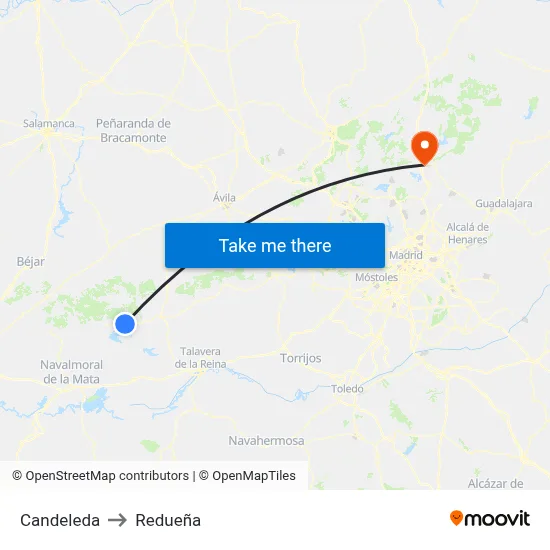 Candeleda to Redueña map