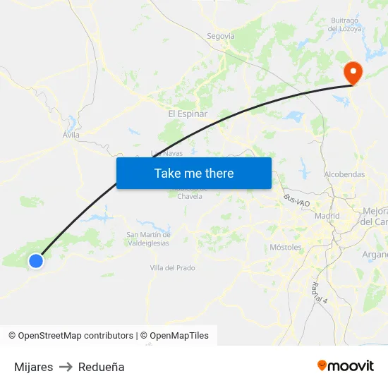 Mijares to Redueña map