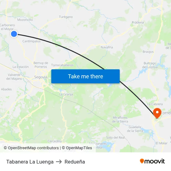 Tabanera La Luenga to Redueña map