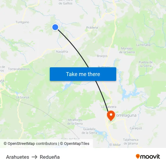 Arahuetes to Redueña map