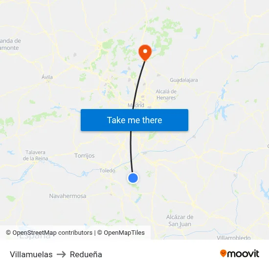 Villamuelas to Redueña map