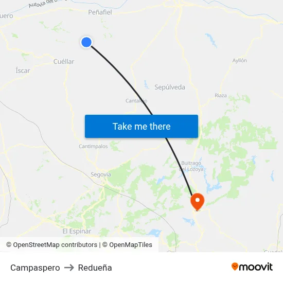 Campaspero to Redueña map