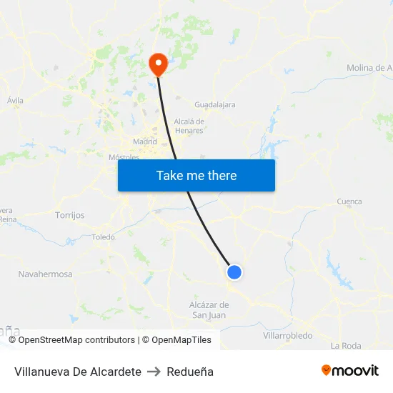Villanueva De Alcardete to Redueña map