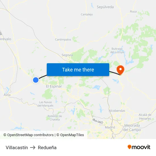 Villacastín to Redueña map
