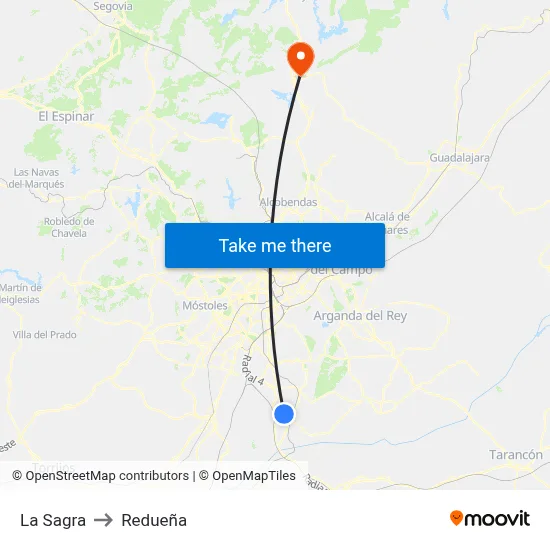 La Sagra to Redueña map