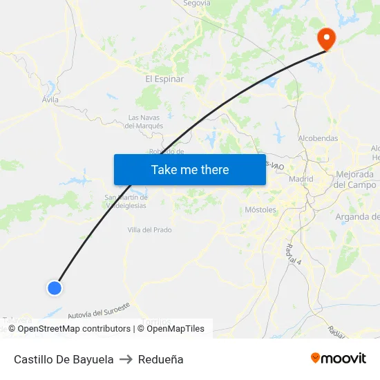 Castillo De Bayuela to Redueña map