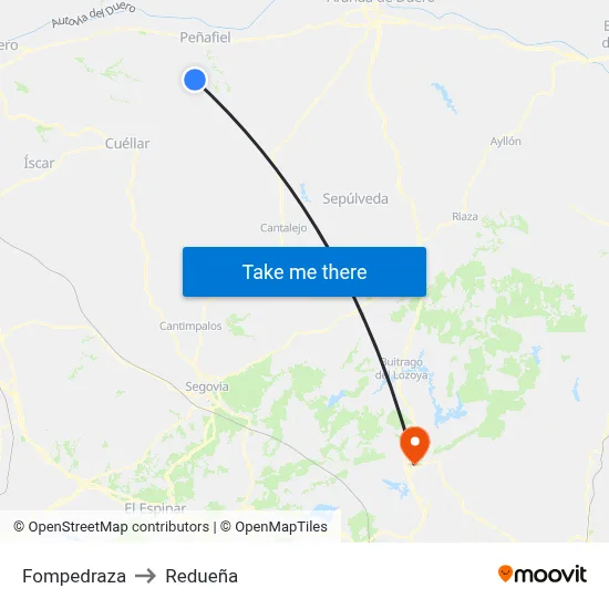Fompedraza to Redueña map