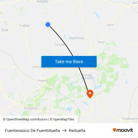 Fuentesaúco De Fuentidueña to Redueña map