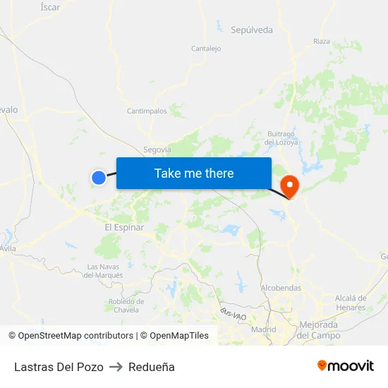Lastras Del Pozo to Redueña map