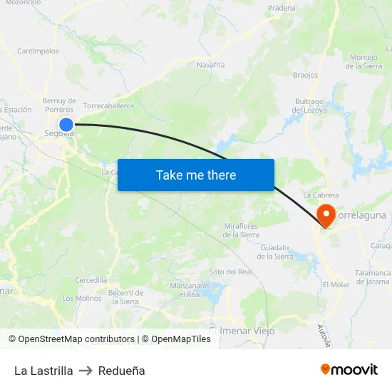 La Lastrilla to Redueña map