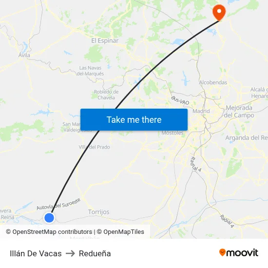 Illán De Vacas to Redueña map