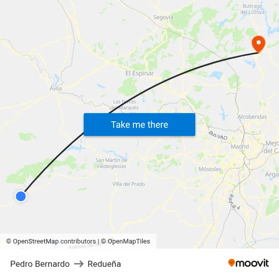 Pedro Bernardo to Redueña map