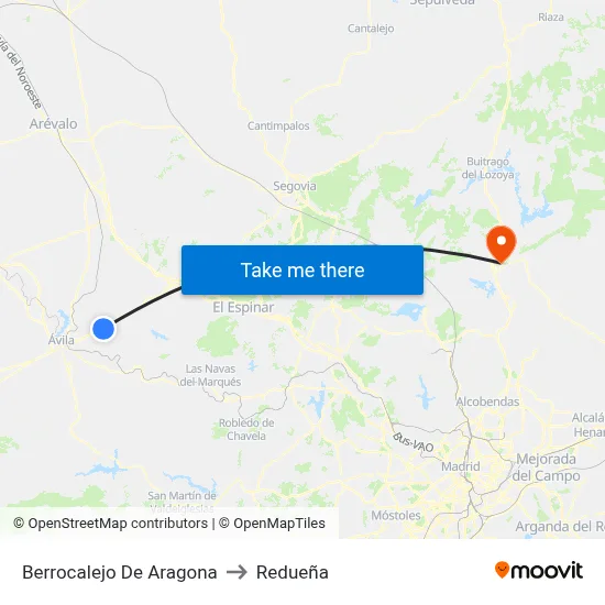 Berrocalejo De Aragona to Redueña map