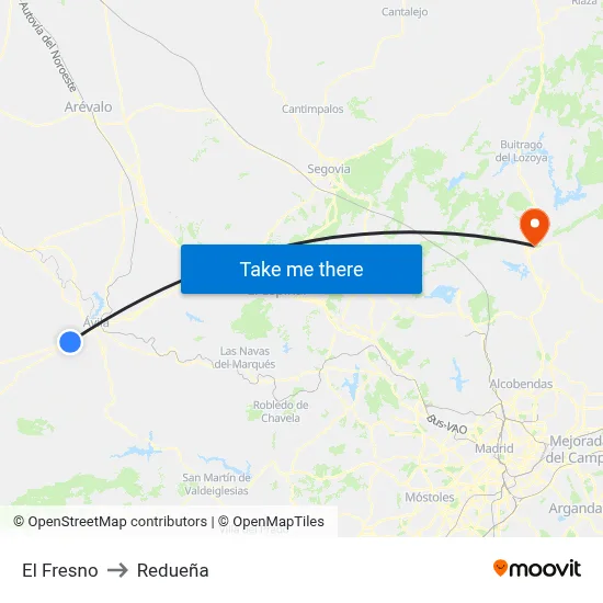 El Fresno to Redueña map