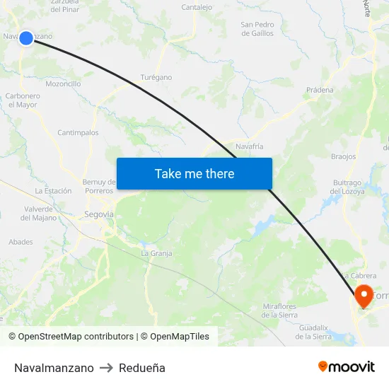 Navalmanzano to Redueña map