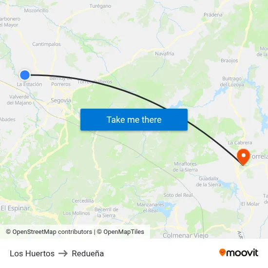 Los Huertos to Redueña map