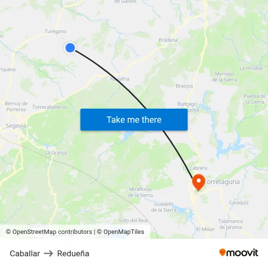 Caballar to Redueña map