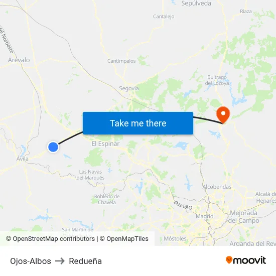 Ojos-Albos to Redueña map