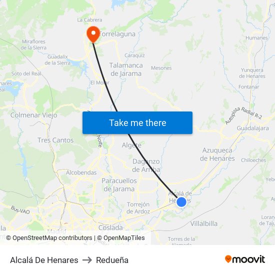 Alcalá De Henares to Redueña map