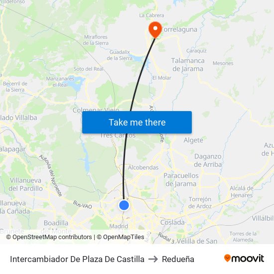 Intercambiador De Plaza De Castilla to Redueña map