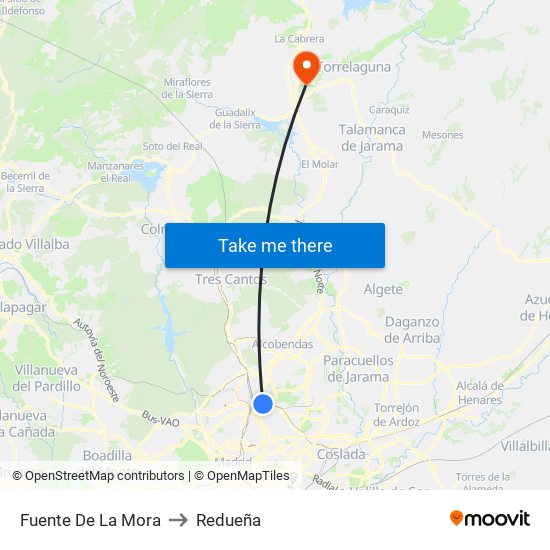 Fuente De La Mora to Redueña map