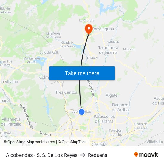 Alcobendas - S. S. De Los Reyes to Redueña map