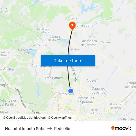 Hospital Infanta Sofía to Redueña map