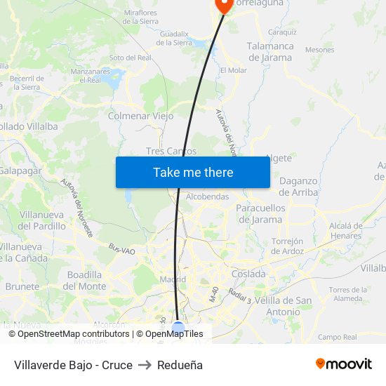 Villaverde Bajo - Cruce to Redueña map