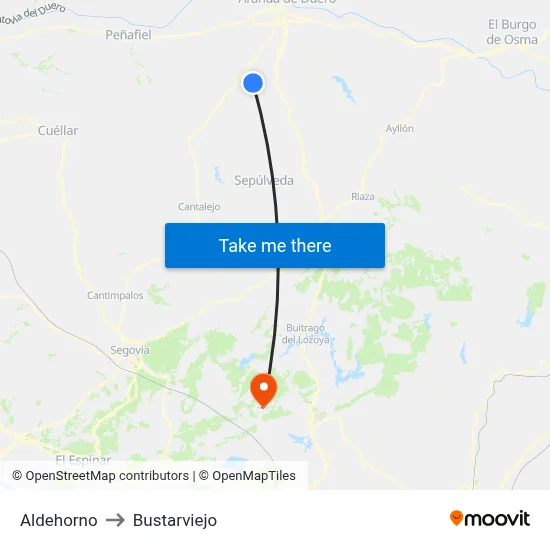 Aldehorno to Bustarviejo map