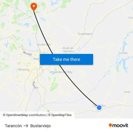 Tarancón to Bustarviejo map